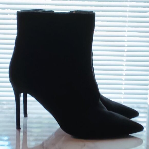 Modern Rush Womens Black Suede Stiletto Bootie Gorgeous Heeled Ankle Boots 💜 - Picture 2 of 11